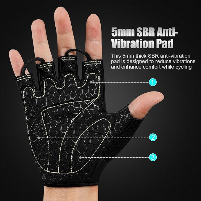 Cycling Gloves Bike Gloves for Men/Women Half Finger Biking Gloves Exercise Workout Gloves Suitable for Outdoor Sports, Gym, Weight Lifting, Rowing and Motorcycle