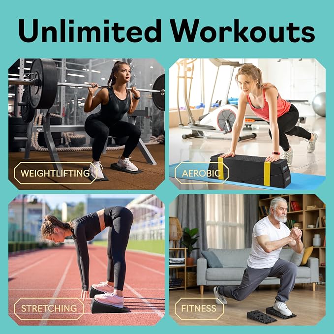 Squat Wedge Block Set of 3/5 - 960 LBS Capacity - Slant Board for Calf Stretching with 5 Stackable Angles - Calf Stretcher Slant Board - Workout Equipment - EPP Material for Exercise Equipment & Physical Therapy