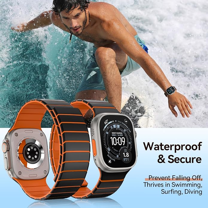 X-it Magnetic Watch Band for Apple Watch Ultra 49mm, 46mm/45mm/44mm, Silicone Sport Strap with Strong Magnet for Men and Women, Compatible with Apple Watch Series 11/10/9/8/7/6/5/4/3/2/1 and SE