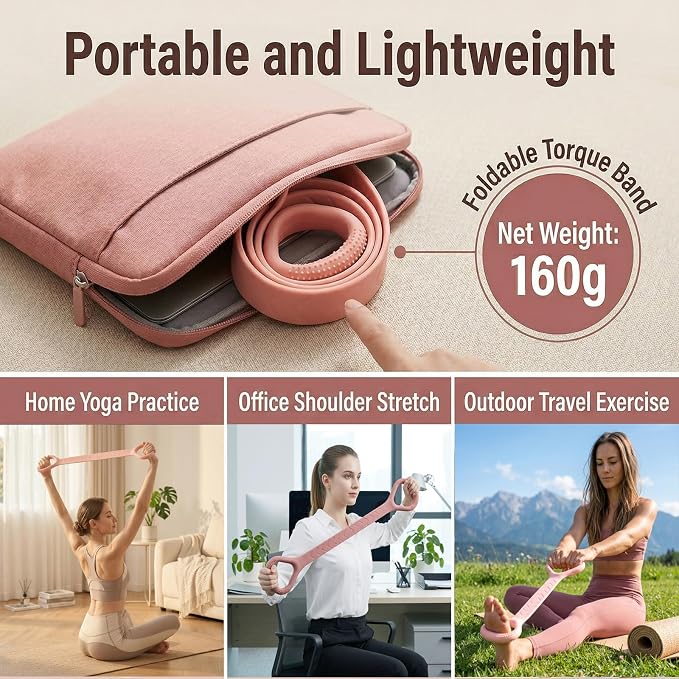 Figure 8 Resistance Bands with Handles, Silicone Exercise Bands for Yoga Pilates Stretching, Portable Home Workout Equipment for Arm Back Shoulder Training, Fitness Band for Women Men