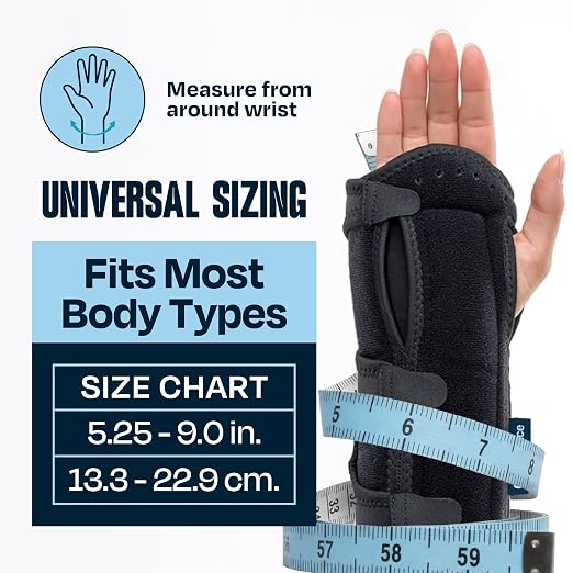 ComfyBrace Nighttime Pain Relief Wrist Brace for Carpal Tunnel, Tendonitis, Arthritis | Fits & Soothes Aches in Both Hands | Palm Cushion Beads for Hot Spots | Breathable Fabric | (Pack of 1)