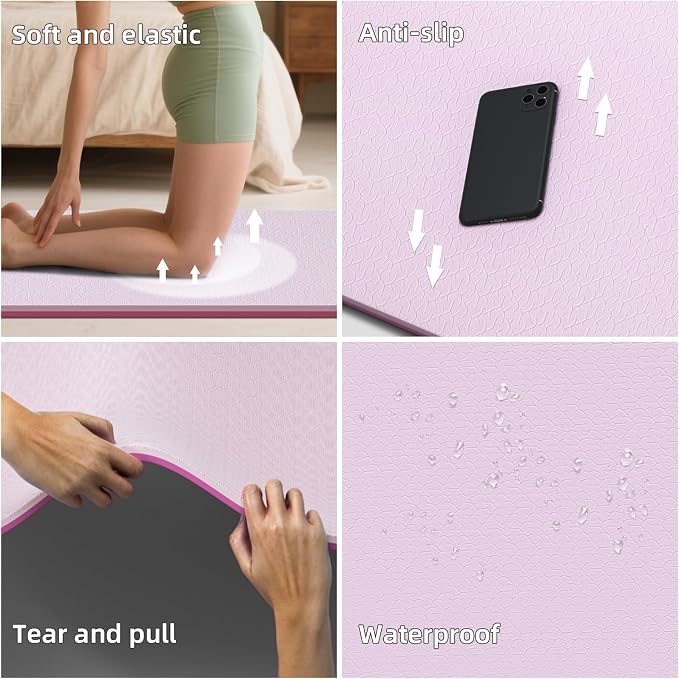 Extra Wide Yoga Mat 76"x40"x10mm TPE Non-Slip Fitness Exercise Mat | Thick 10mm Premium TPE, Extra Large for Pilates, Workout and Home Gym. Ideal for Men and Women