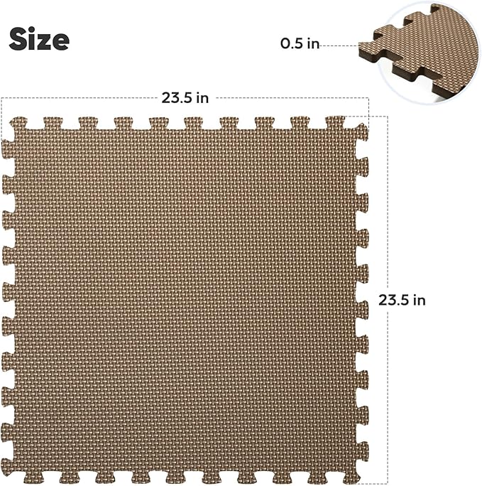 32 Pack 128 sqft Home Gym Mat, Puzzle Exercise Mat, EVA Interlocking Foam Floor Tiles for Home Workout Equipment and Kids' Play Areas - Blue, 24 in x 24 in x ½ in - (Brown, 32 Pack(128 SQ FT))