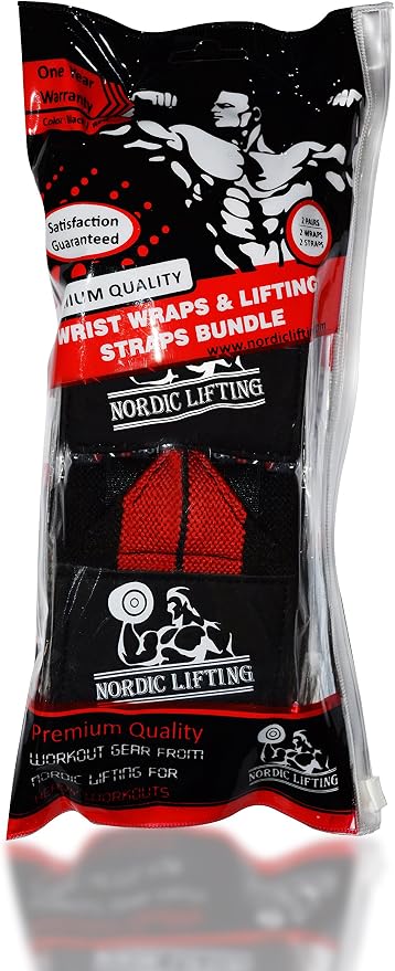 Wrist Wraps + Lifting Straps Bundle (2 Pairs) for Weightlifting, Cross Training, Workout, Gym, Powerlifting, Bodybuilding - Support for Men/Women, Avoid Injury During Weight Lifting