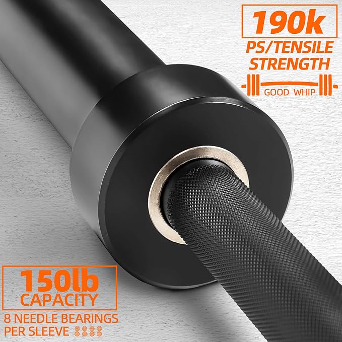 Fitvids Olympic Cerakote Barbell for Home & Commercial Gyms, 190K PSI Tensile Strength Rated for up to 1500LB Capacity
