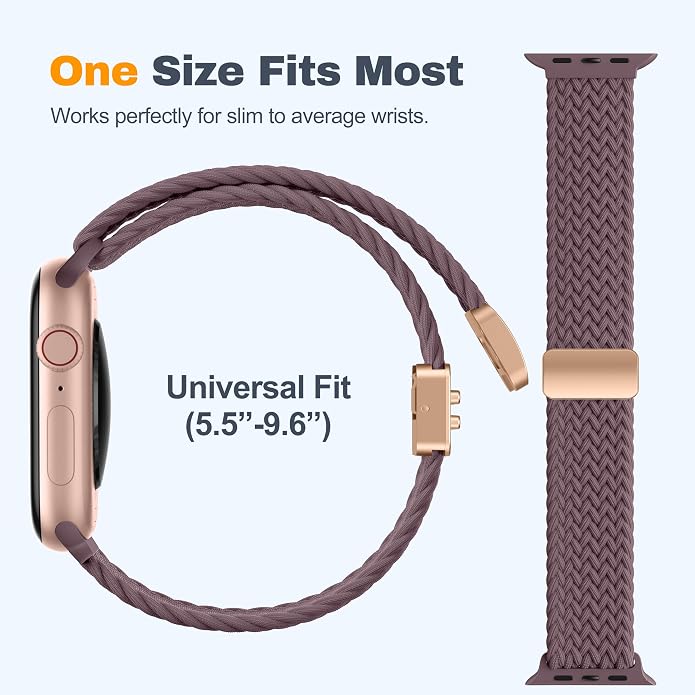 Laffav Braided Stretchy Band Compatible with Apple Watch Bands 42mm 40mm 41mm 38mm 44mm 45mm 46mm 49mm for Women Men, Magnetic Nylon Solo Loop Sport Strap for iWatch Series 11 10 9 8 7 6 5 4 SE Ultra