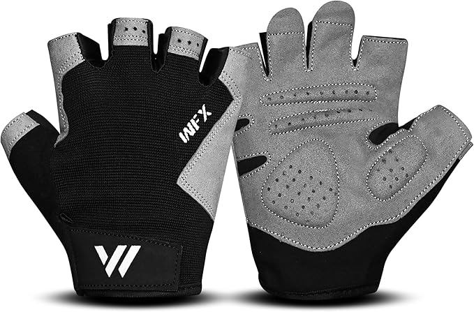 WESTWOOD FOX Gym Gloves Fitness Training Anti Slip Shock-Absorbing Weight Lifting Gloves Padded Grip Breathable Fingerless Workout Support for Men Women Cycling Exercise