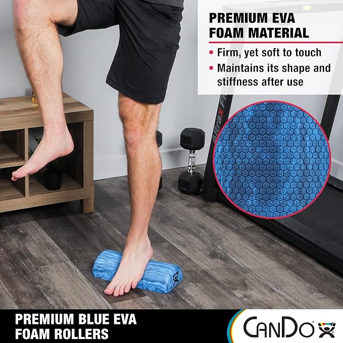 CanDo Premium Blue Marble EVA Foam Roller for Muscle Restoration, Massage Therapy, Sport Recovery and Physical Therapy 6" x 12" Half-Round