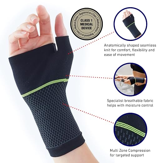 Neo-G Active Wrist Support – For Sports, Golf, Basketball, Football, Yoga, Tennis. For Sprains, Strains, Tendonitis, Injury Recovery - Multi Zone Wrist Compression Sleeve – L