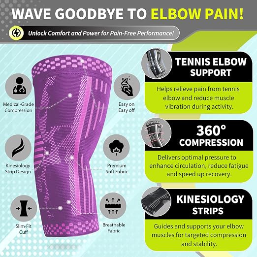 BLITZU Elbow Compression Sleeve for Tendonitis, Tennis Elbow Brace 2 Pack L | Targeted Arm Support, Joint Stability, Muscle Recovery, Workout Protection, Tendonitis & Arthritis Relief, All-Day Comfort