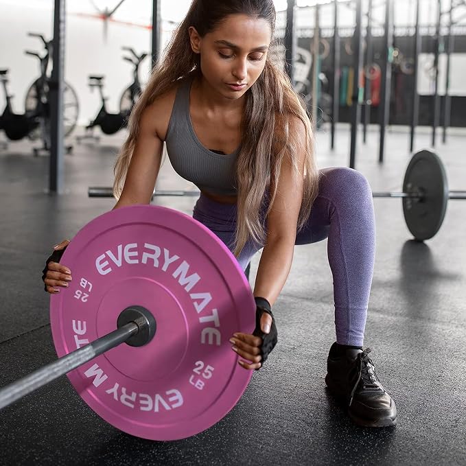 EVERYMATE Change Weight Plates 1.25LB 2.5LB 5LB Set Fractional Olympic Bumper Plates for Cross Training Steel Insert Strength Training