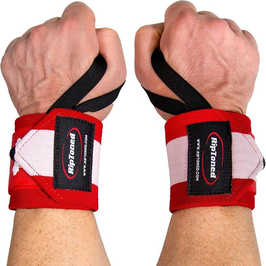 Rip Toned Wrist Wraps for Weightlifting – USPA & USAPL Approved – Stiff or Flex – 18" Gym Wrist Straps with Thumb Loop – Maximum Support for Men & Women
