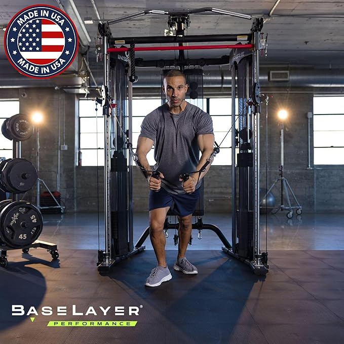 Baselayer Performance Series Interlocking Floor Tiles - Durable ½ in TPE (Rubber Like, NOT Foam, no Odor) - Gym Flooring for Weights & Heavy Equipment - Black, 30 SqFt (12 Pack) - Made in USA