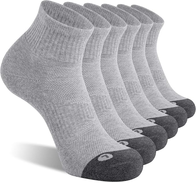 FITRELL 6 Pack Men's Athletic Ankle Socks Cushioned Sports Running Socks 7-9/9-12/12-15