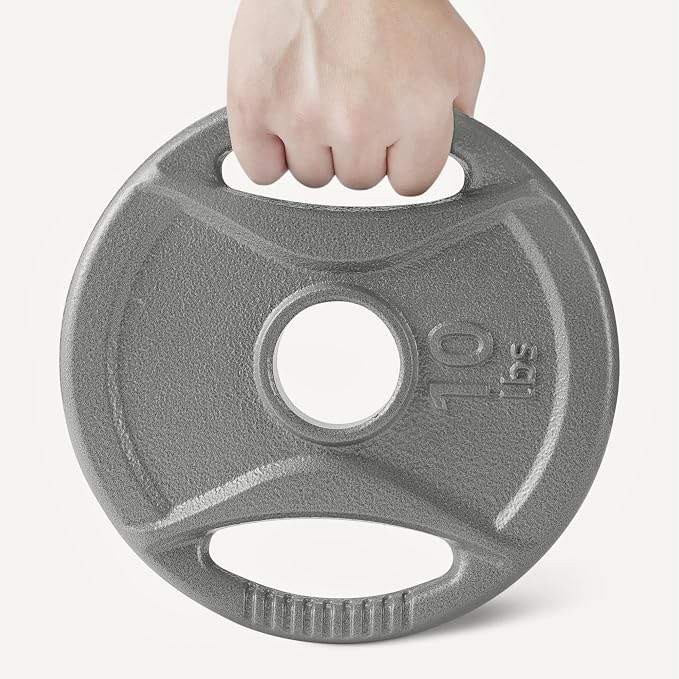 Amazon Basics 2-Inch Olympic Grip Weight Plates, Cast Iron, for Powerlifting, CrossFit & Strength Training