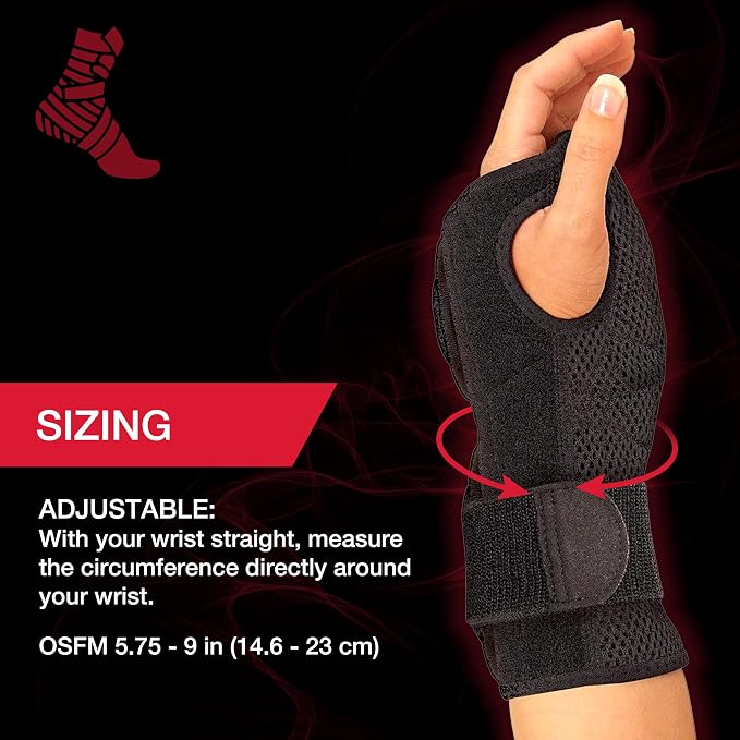 MUELLER Sports Medicine Adjustable Night Support Wrist Brace, For Sleeping, Arm Compression worn Left or Right For Men and Women, Black, One Size Fits Most