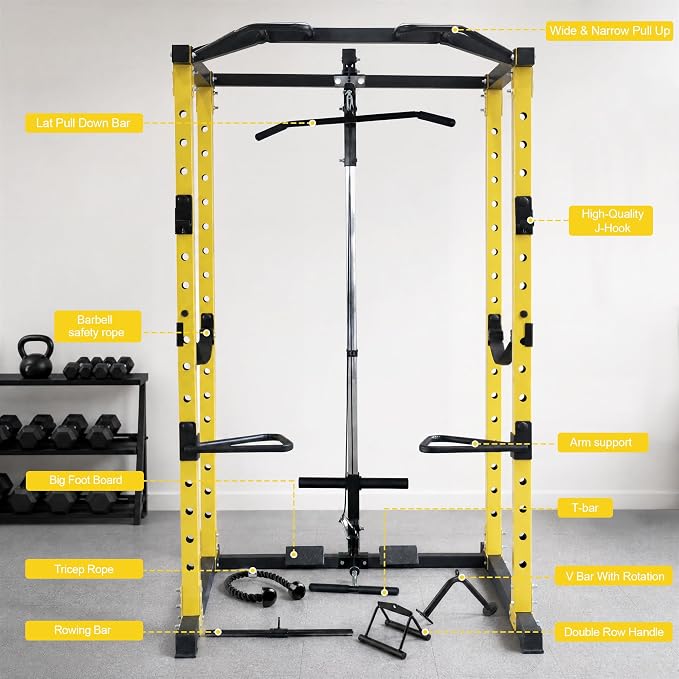 HulkFit Multifunction Heavy-Duty Power Cage Squat Rack, Home Gym,Multiple Sizes and Colors Available