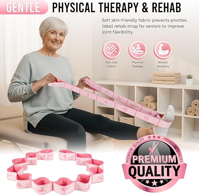 Resistance Bands, Stretch Band for Exercise, Physical Therapy, Rehab & Flexibility, Home Gym Equipment for Yoga, Pilates, Dance, Gymnastics, Number Loop Elastic Strap for Leg and Hip Stretches