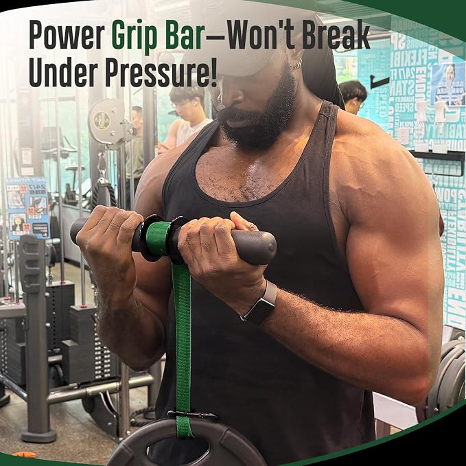 FitBeast Forearm Strengthener & Forearm Exerciser, Wrist Roller | Forearm strength trainer with thick handle and adjustable strap. Ideal for grip strength, muscle building and rehabilitation.