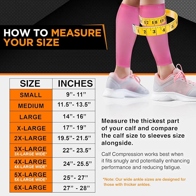 Doc Miller Compression Calf Sleeve for Men & Women, 20-30mmHg | Graduated Support for Running, Shin Splints, Calf Strain, Knee High, Small to 6XL Plus Size