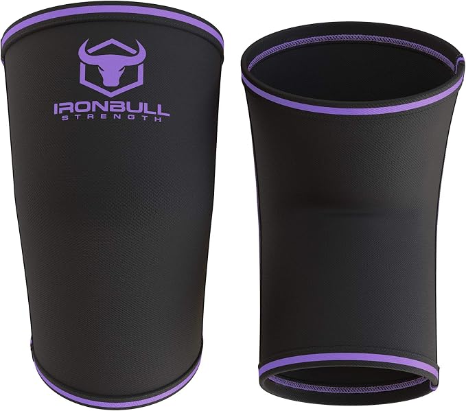 Elbow Sleeves 5mm (1 Pair) - High Performance Elbow Sleeve Support for Weightlifting, Weight Training & Powerlifting - Best Compression Straps - for Men and Women (X-Large, Black/Purple)