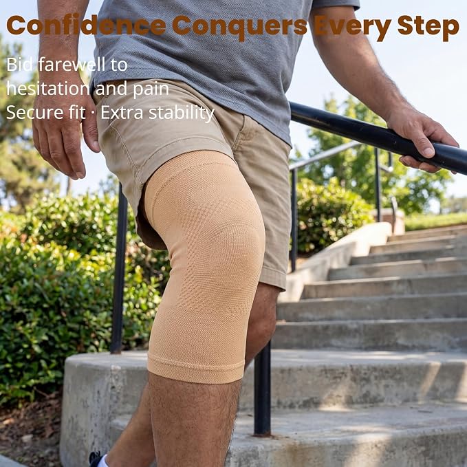TOFLY Knee Sleeves 20-30mmHg Compression Brace for Joint ACL MCL Arthritis | Lightweight Breathable Fabric, Wear Under Pants, For Men Women, 1 Pair Support For Arthritis, ACL, MCL, Sports Recovery