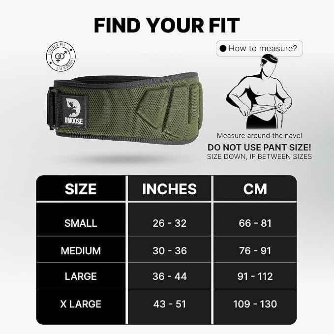 DMoose Fitness Weight Lifting Belt for Squats, Deadlift & Intense Workout - 6" Adjustable Fit Auto Lock Weightlifting Belt for Men & Women - Neoprene Gym Belts for Stability & Lumbar Back Support