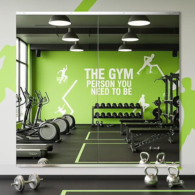 FICTOR Home Gym Mirror for Wall, 54"x30"x2 PCS Workout Mirrors for Home Gym | Shatterproof Tempered Glass, Frameless Full Length Body Mirror for Garage, Dance Studio, Yoga Room, Bedroom