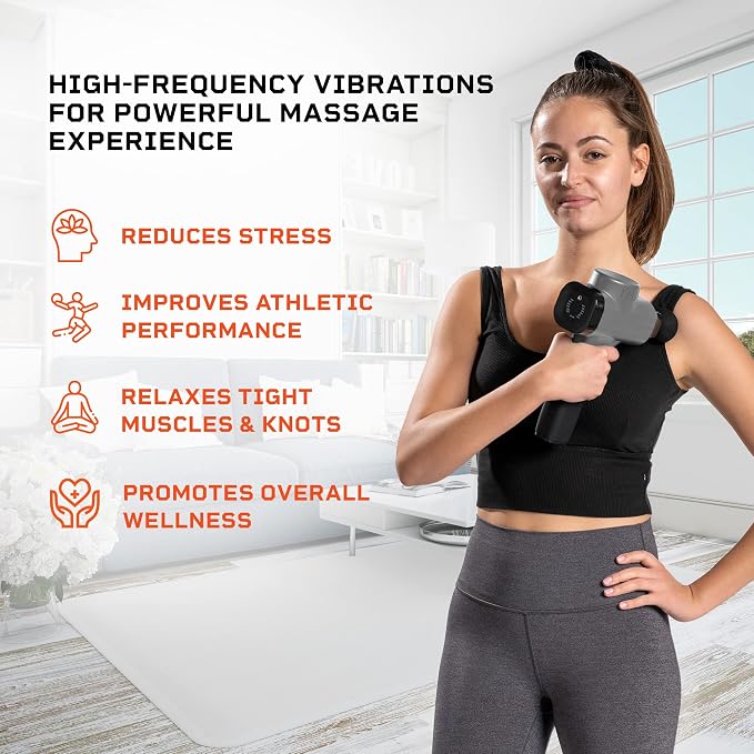 LifePro Sonic Massage Gun Percussion Muscle Massager, 8 Heads & 5 Speeds | Up to 6-Hr Runtime, Deep Tissue Massage Gun for Neck, Back, Calves, Quads, Feet, Trigger Points & Recovery Support