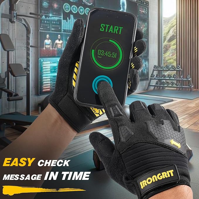 Workout Gloves for Men Women with Anti-Slip Shock-Absorbing Pad, Light Weight Full Finger Gloves Touch Screen Breathable for Gym, Weightlifting,Rowing and Basketball and Cycling