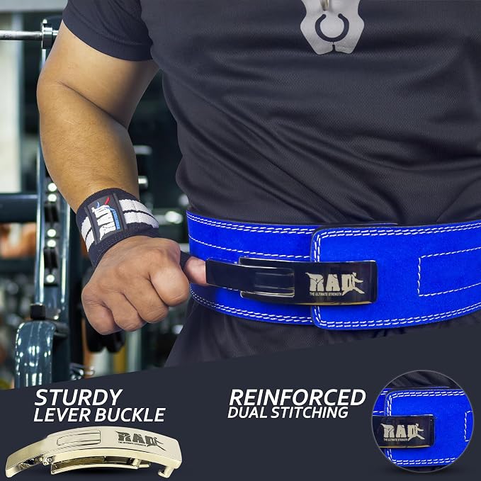 RAD Lever Weight Lifting Gym Belt for Men & Women Size 63 TO107 CM,Thick 10MM & Width 4 Inch Lever Powerlifting Belts for Women Dead Lift Workout Belt Leather Weight Lifting Lever Gym Squat Belt