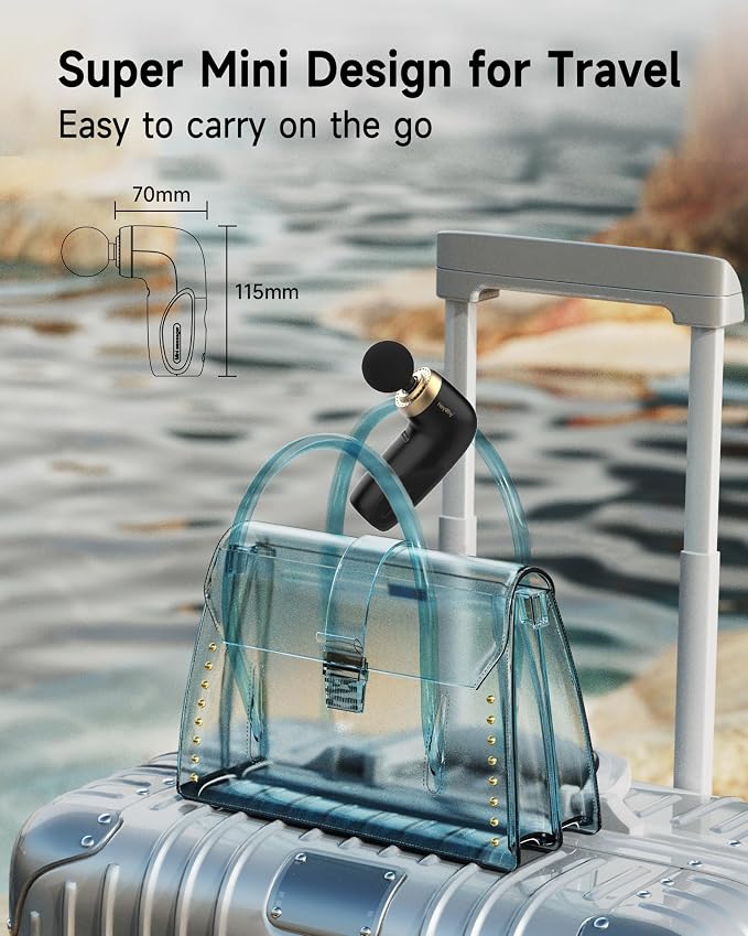 HEYCHY A1 Super Mini Massage Gun, Percussion Deep Tissues Muscle Massager, Travel Massage Gun, Compact Sports Massager, Portable Handheld Massager for Office, Home, Athletes(Black)