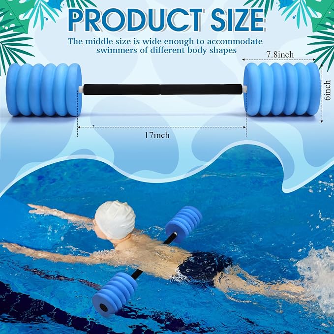 Soulchen Long Aquatic Exercise Dumbbells Pool Exercise Foam Water Weights Dumbbell Aquatic Pool Barbells with High Density EVA Foam for Swim Water Aerobics Workouts Loss
