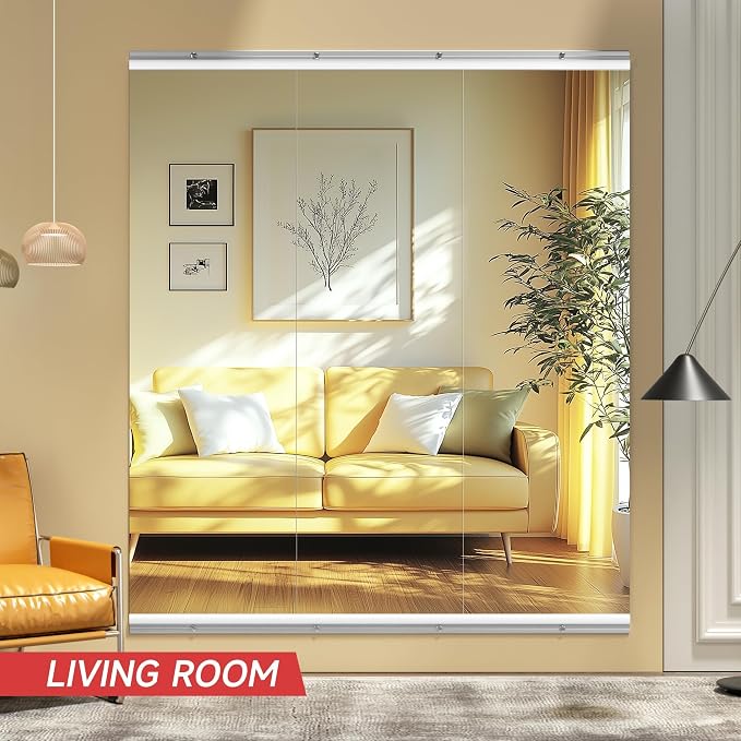 Home Gym Mirror, 55" x 17", 3PCS Large Full Body Mirror for Yoga, Silver Frameless Tempered Glass, Wall-Mounted Wall Mirrors for Home Gym, Workout, Garage, Bedroom, Bathroom, Dance Studio
