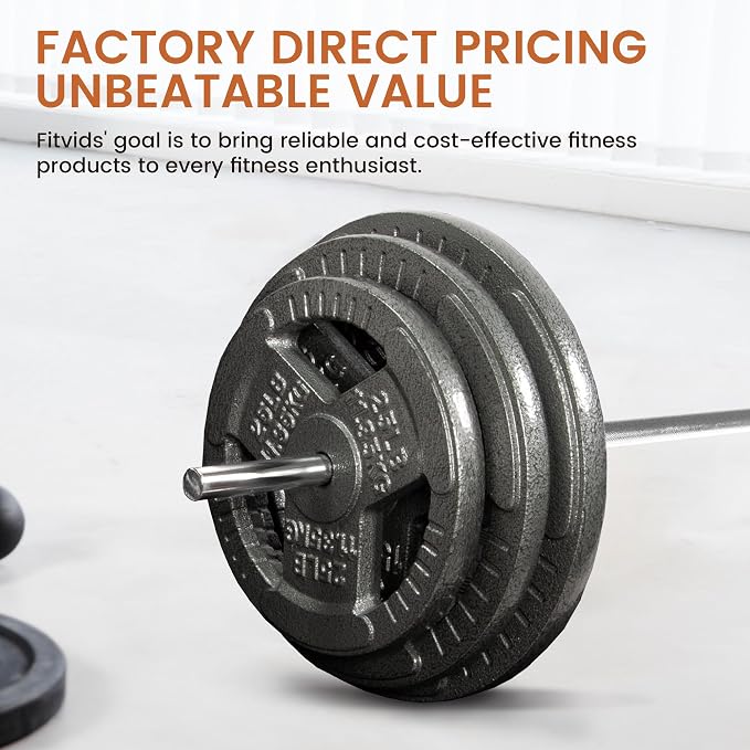 Fitvid Stardard Barbell for Weightlifting and Power Lifting, 300 Pound Capacity
