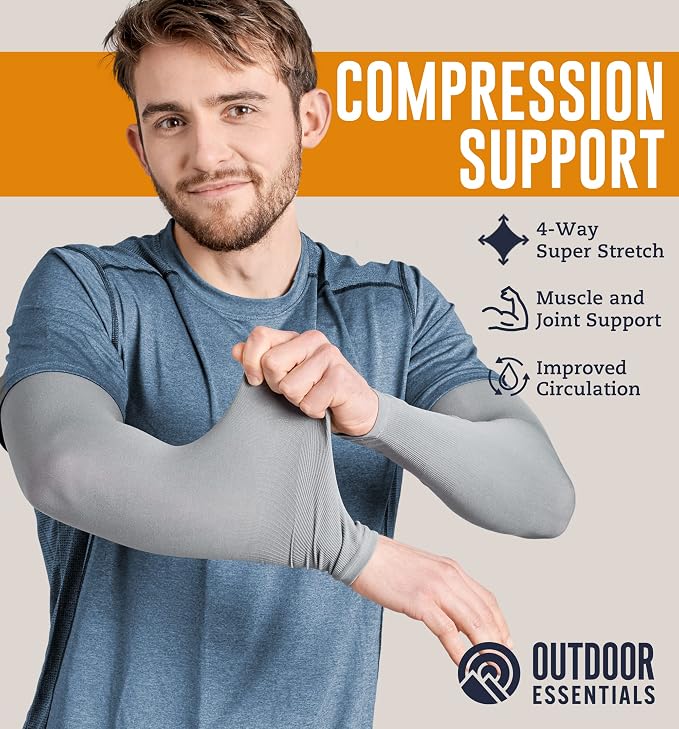 OutdoorEssentials UV Sun Sleeves for Men & Women, Cooling Arm Sleeves UPF 50+ | Golf, Tattoo Cover Up, Sun Protection