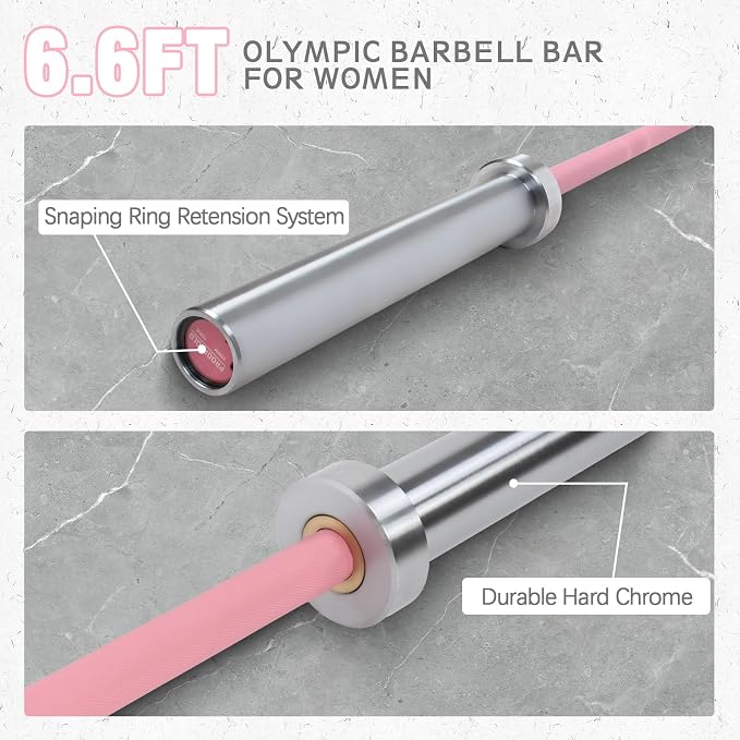 PROOFGOLD 6.6ft Olympic Barbell Bar,35Lb(15kg) Womens Barbell,Bench Press Bar for Squats and Deadlifts,2 Inch Olympic Weight Bar for Home Gym,500LB/700LB