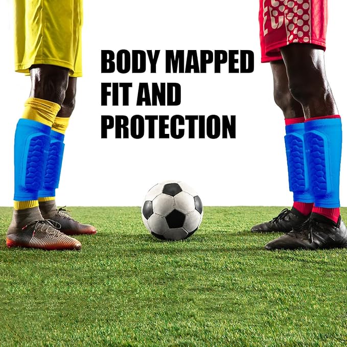 Soccer Shin Guards for Kids Youth Adults, Ski Shin Guards Sleeves for 2-18 Years Old Boys Girls Men, Calf Compression Sleeve with Honeycomb Pads, Espinilleras de Futbol para Hombres