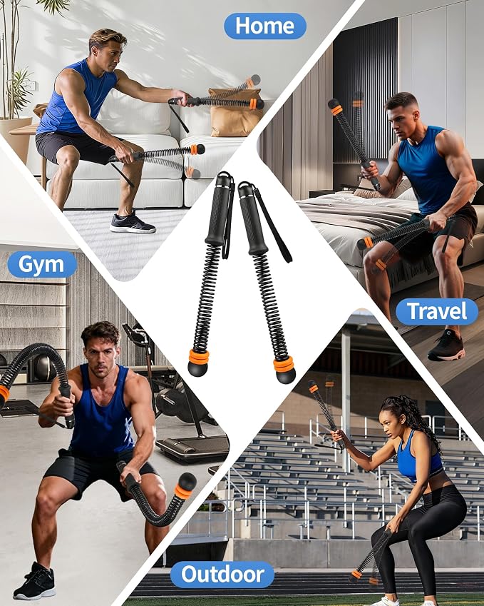 Weighted Ropeless Battle Ropes, Adjustable Resistance & Portable Cordless | Non-Slip Handle, Storage Bag Included, for HIIT Low-Impact Training, Full Body Strength Home Gym Equipment for Men Women