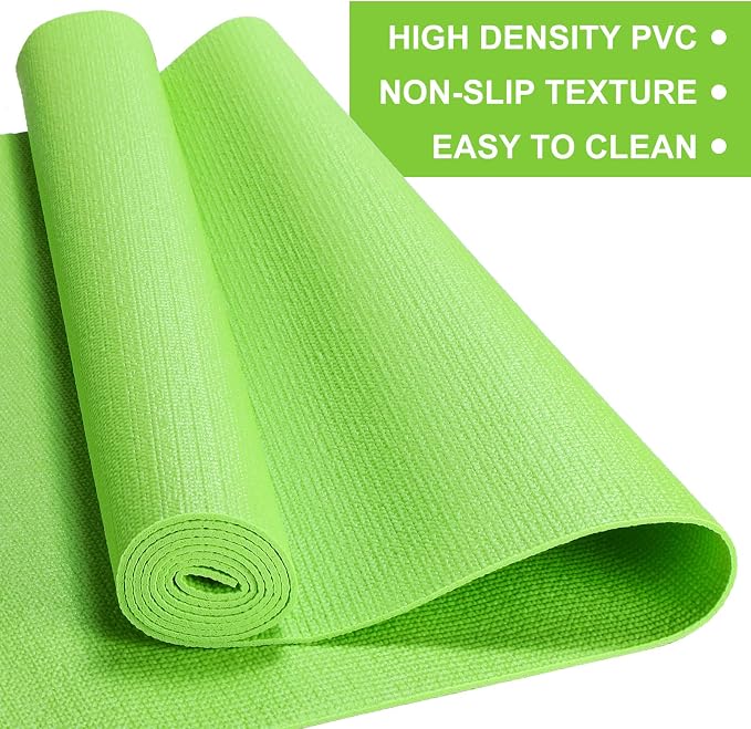 Funtery 3 mm Thin Yoga Mats Bulk, 68 x 24 Inches Lightweight PVC Exercise Mats Non Slip Workout Fitness Pads for Yoga Pilates Stretching Classes Gym Home Studio