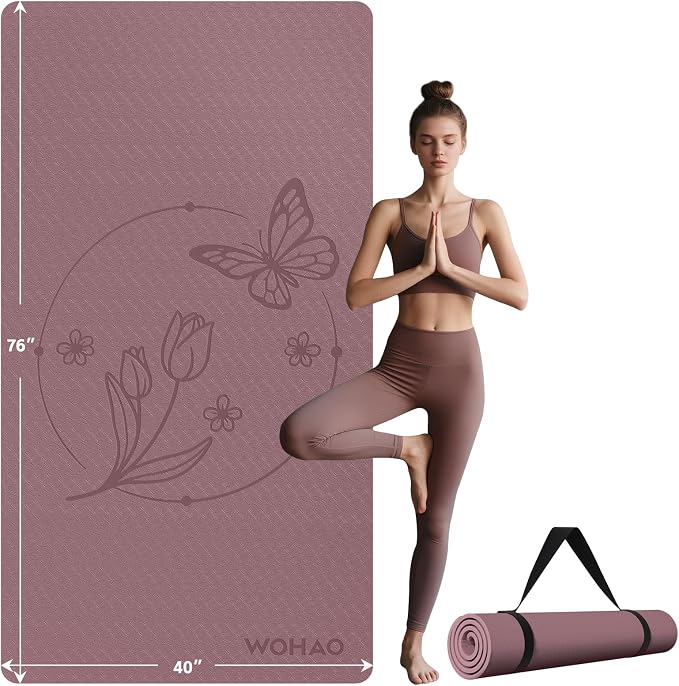 Large 76"x40"x0.4" Yoga Mat | Extra Width & Thick, Non-Slip Exercise Mat, Versatile for Stretching, Yoga Studio, Gym, Home & Indoor/Outdoor Workouts