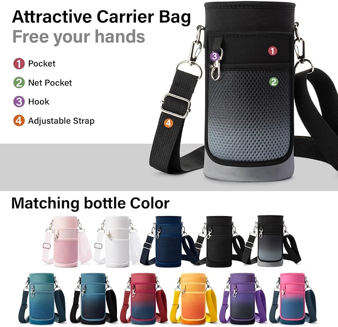 DYSANKY Insulated Water Bottle | Thickened Stainless Steel Vacuum Metal | Portable Sports Water Jug for Gym and Hiking with Straw, Carrier Bag, Handle Strap | BPA-Free 32 oz
