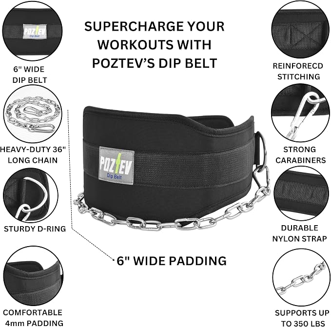 Dip Belt With Chain For Weight Lifting Optimal For Pull Ups Dips Squats Weightlifting Belt Squat Attachment Workout Dipping Belt - Unisex Gym Equipment