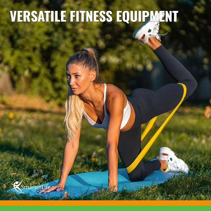 SmarterLife Resistance Bands Set of 5 Extra Wide Latex-Free Exercise Bands | Bands for Working Out - For Women, Men - Weight Loss, Physical Therapy Bands, Booty Bands, Home Gym, Workout Guide Included