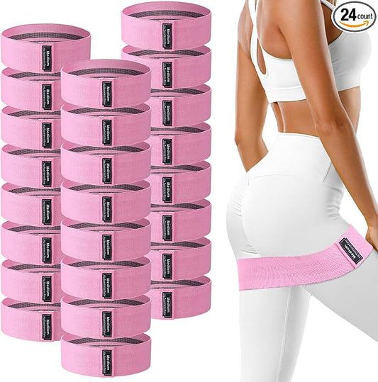 24 Pcs Fabric Resistance Bands for Working Out Strength Exercise Bands for Women Men Resistance Loop for Legs and Butt, Yoga, Pilates, Rehab, Fitness and Home