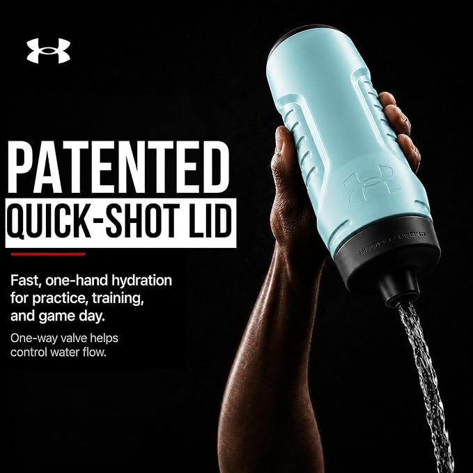 Under Armour Squeeze Water Bottles, 32 oz Water Bottles, Sideline Sports Water Bottle with Quick-Shot Lid, Quick & Easy Hydration, Gym Water Bottles, Squeeze Bottle, 1 32oz Bottle