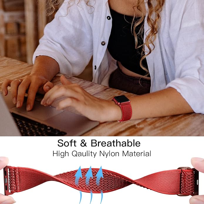 Lerobo Stretchy Nylon Solo Loop Band, Compatible with Apple Watch Series 11 10 9 8 7 6 5 4 3 SE3/2/1 Ultra3/2/1, Adjustable Strap for iwatch Band 44mm 45mm 46mm 49mm 42mm 40mm 41mm 38mm for Women Men
