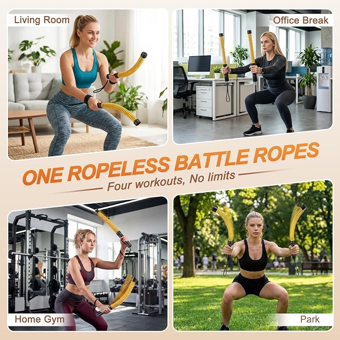 Ropeless Battle Ropes for Home Gym, Weighted Ropeless Battle Adjustable Resistance Levels Ropeless Battle for Strength Training and Full Body Exercise