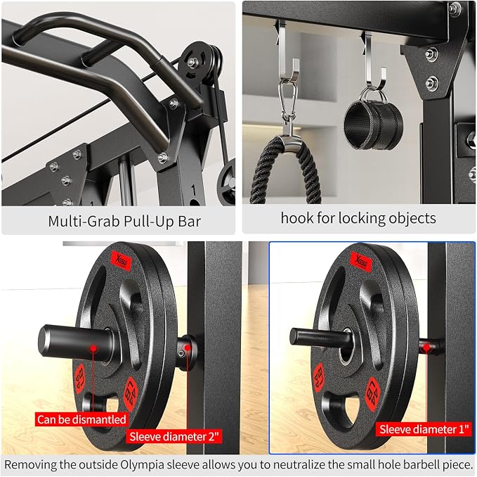 XGSW Smith Machine with Weight Stack, Multi-Function Squat Rack Power Cage with Cable Crossover System, for Home Gym