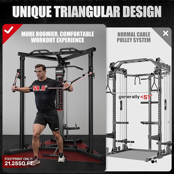 CC01 Cable Crossover Machine with High and Low Pulley System, Functional Trainer with Pull Up Bars and Optional Bundle, Cable Machine for Home Gym Power Workout